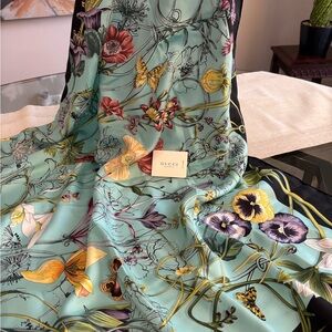 Gucci Silk Scarf with Floral Accents